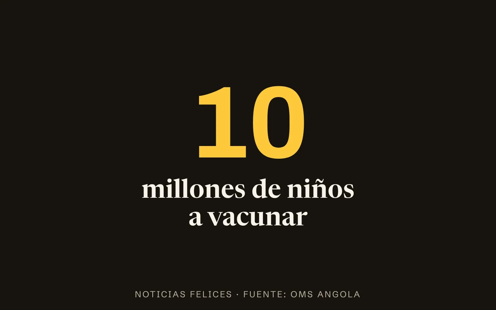 Cifra «10» en amarillo sobre fondo negro con el texto «millones de niños a vacunar»